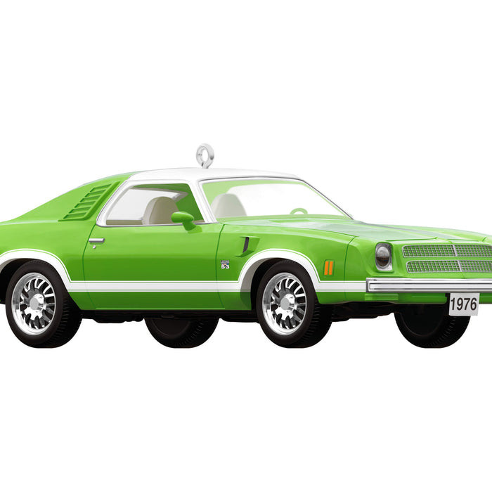 Green classic car with white roof on a white background
