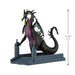 Dragon figurine with a castle base, showing measurements on a white background