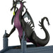 Black dragon with purple accents on a castle wall