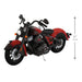 Model motorcycle with dimensions indicated on a white background