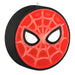 Spider-Man themed yoyo with red face and black web design on a white background