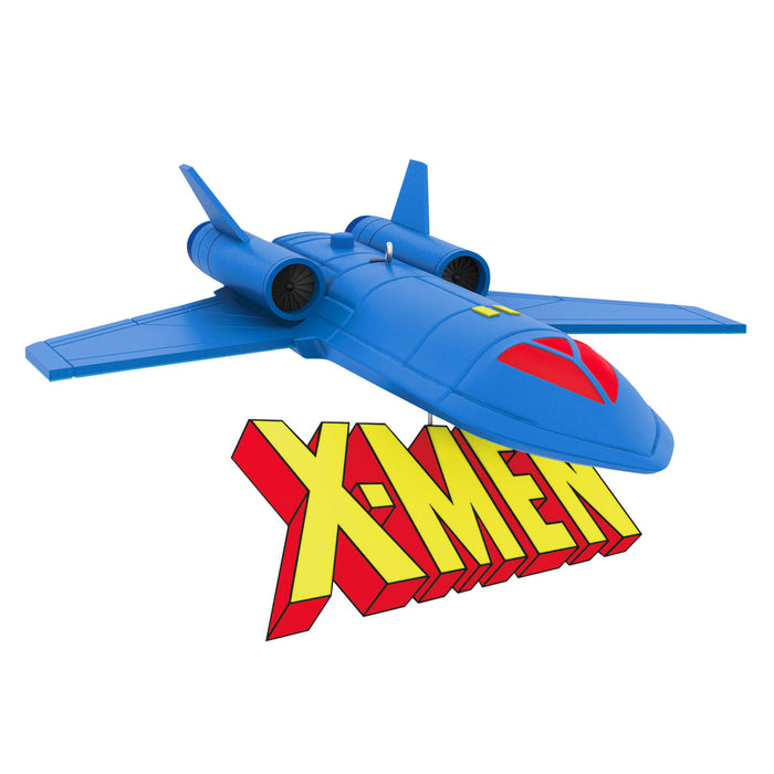 Toy spaceship with X-Men logo on a white background