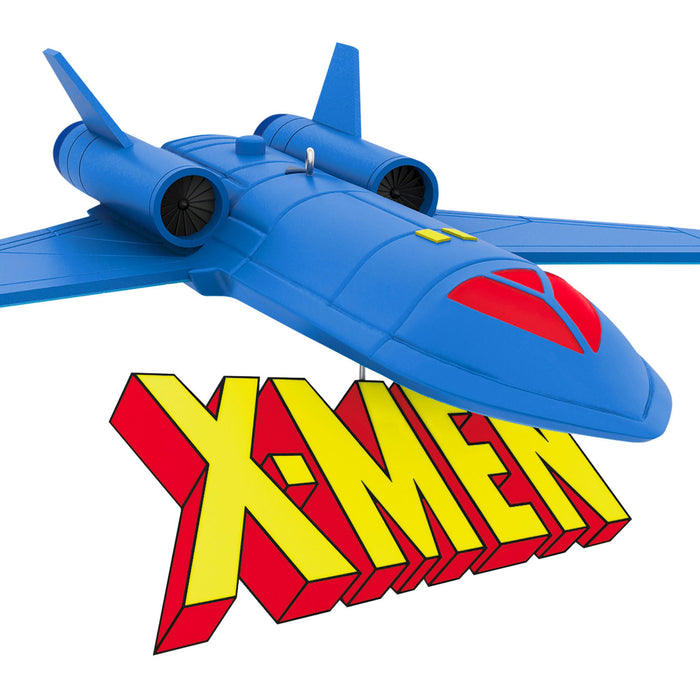 Toy spaceship with X-Men logo on a white background
