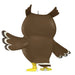 Brown owl figurine with yellow feet on a white background