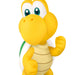 Yellow cartoon turtle character with a white and green shell on a white background