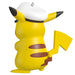 Yellow cartoon character with a white hat and black ears on a white background
