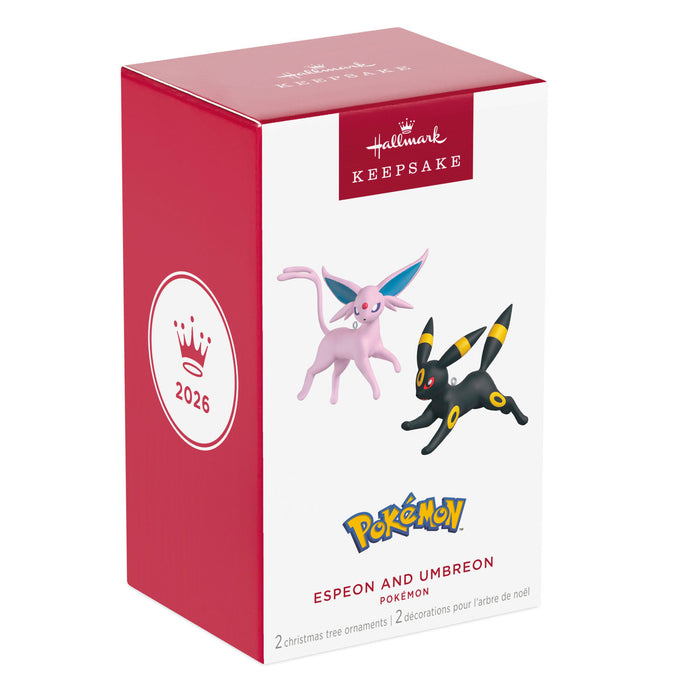 Hallmark Keepsake Pokemon Espeon and Umbreon ornament box on a white background