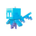 Blue pixelated character figurine on a white background