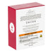 Red and white box with text and a logo on a white background