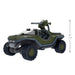 Toy vehicle with green and gray color scheme on a white background