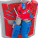 Transformers toy with red and blue colors on a white background