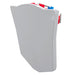 Gray plastic component with red and blue accents on a white background