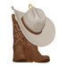 Decorative ornament with cowboy hat and boots on a white background