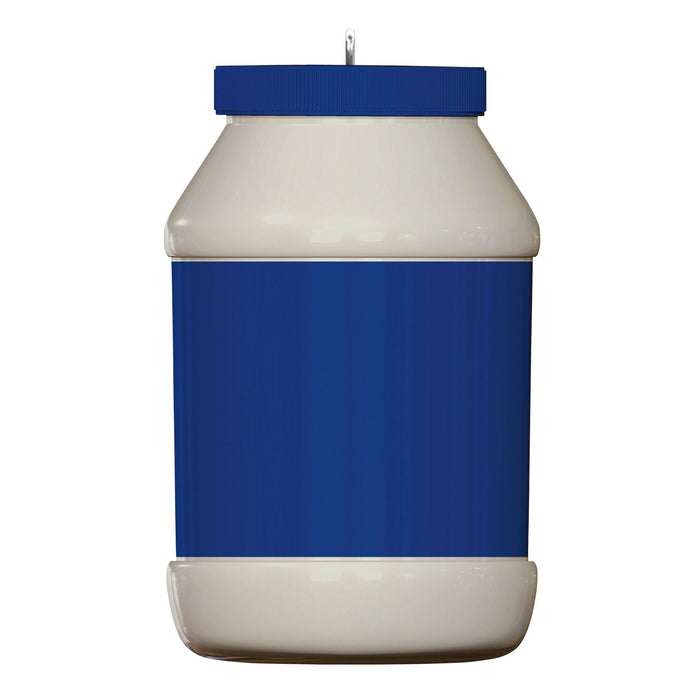 Blue and white container on a white background