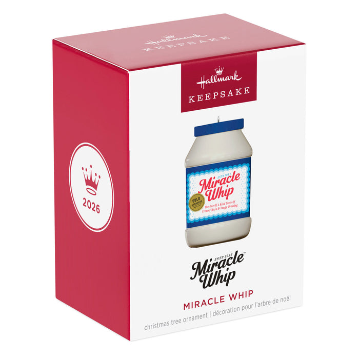 Hallmark Miracle Whip Christmas ornament packaging on a white background
