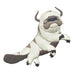 Animated character of a white and brown creature with large horns on a white background