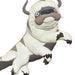 Animated character with white fur and brown accents on a white background
