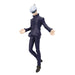 Anime character in a dark outfit with a white cap on a white background