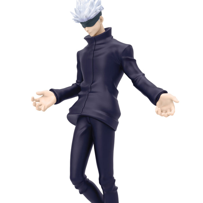 Action figure in a dark outfit with white hair on a white background