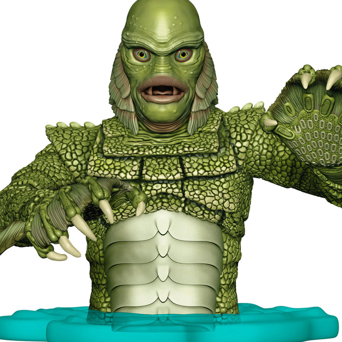 Green creature figure with detailed texture on a white background