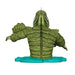 Green lizard-like candle with a blue base on a white background