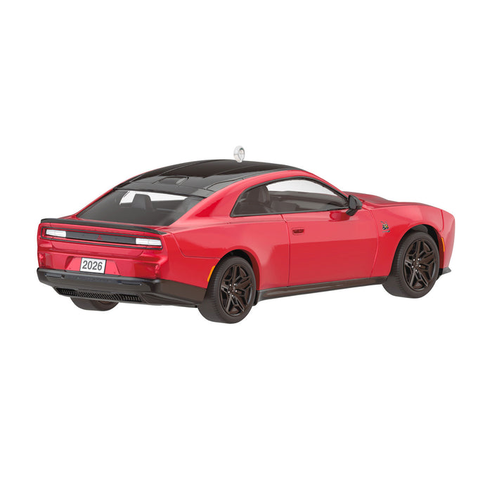 Red sports car with black accents on a white background