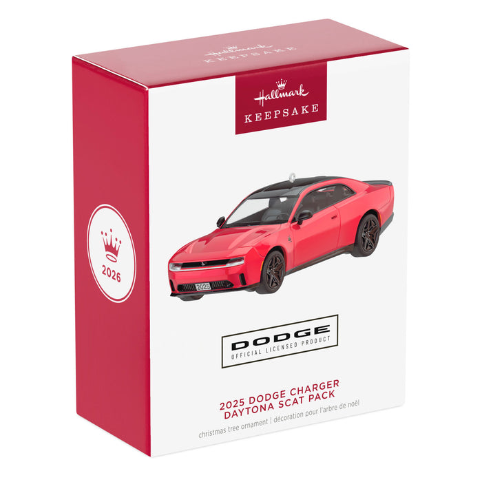 Dodge Charger ornament packaging with Hallmark logo on a white background