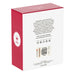 Product packaging with red and white design, featuring text and a QR code on a white background.