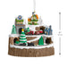 Christmas train set with buildings and trees on a white background