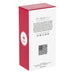 Red and white box with text and a QR code on a white background