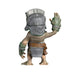 Action figure with a gray helmet and green gloves on a white background