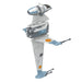 Toy model of a spaceship with a white and blue color scheme on a white background