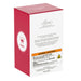 Red and white box with a logo and text on a white background