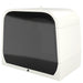 White electronic device with a black screen on a white background