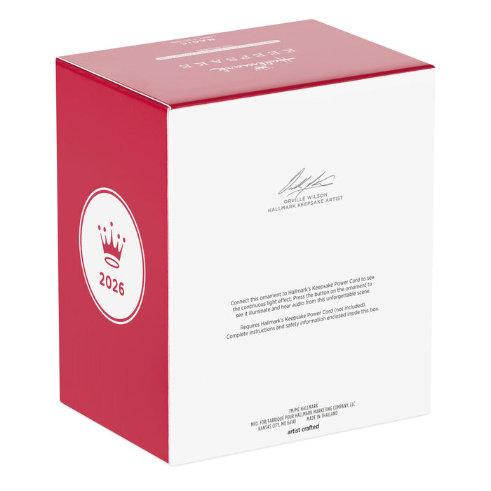 Red and white box with a logo and text on a white background
