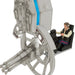 Toy model of a spacecraft with a figure inside on a white background