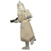 Character in a beige space suit with a helmet on a white background