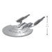 Model of a spaceship with scale indicator on a white background