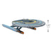Model of a spaceship with size indicators on a white background