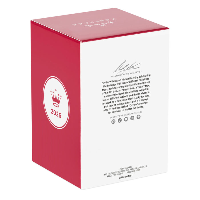 Red and white box with a crown logo and text on a white background