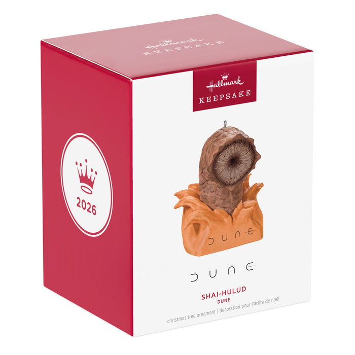 Hallmark Dune Shai-Hulud Christmas tree ornament packaging on a white background