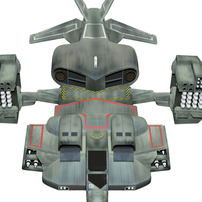 Gray robot or drone with multiple arms and compartments on a white background