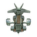 Metallic robot head with a white background