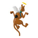 Animated dog character with wings and a yellow halo on a white background