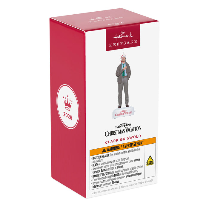 Hallmark Christmas ornament packaging featuring Clark Griswold from 'A Christmas Vacation'.