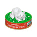 Decorative figurine of a cat on a 'National Lampoon's Christmas Vacation' themed can.