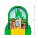Decorative ornament featuring characters from 'The Wizard of Oz' with a green arch and yellow base.