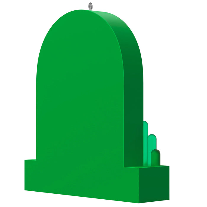 Green arch-shaped object on a white background