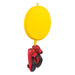 Yellow mirror with red glittery bow and black shoes on a white background