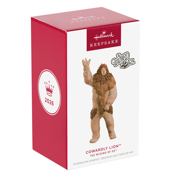 Hallmark Keepsake Cowardly Lion ornament packaging for 2025 on a white background